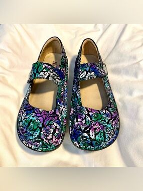 ALEGRIA Paloma Hibiscus Floral~Metallic~PAL-146- Mary Janes- Wmn Sz 40 (US 9.5)